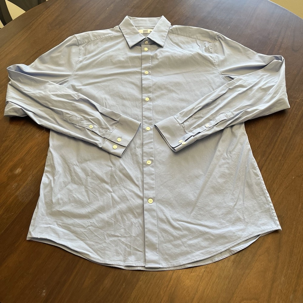 COS Relaxed Fit Blue Cotton Button-Up Long Sleeve Shirt Men's Size M Classic - Picture 2 of 13